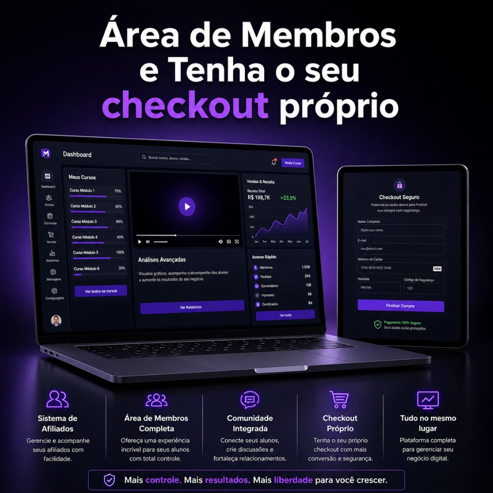 Área de Membros Profissional com Checkout